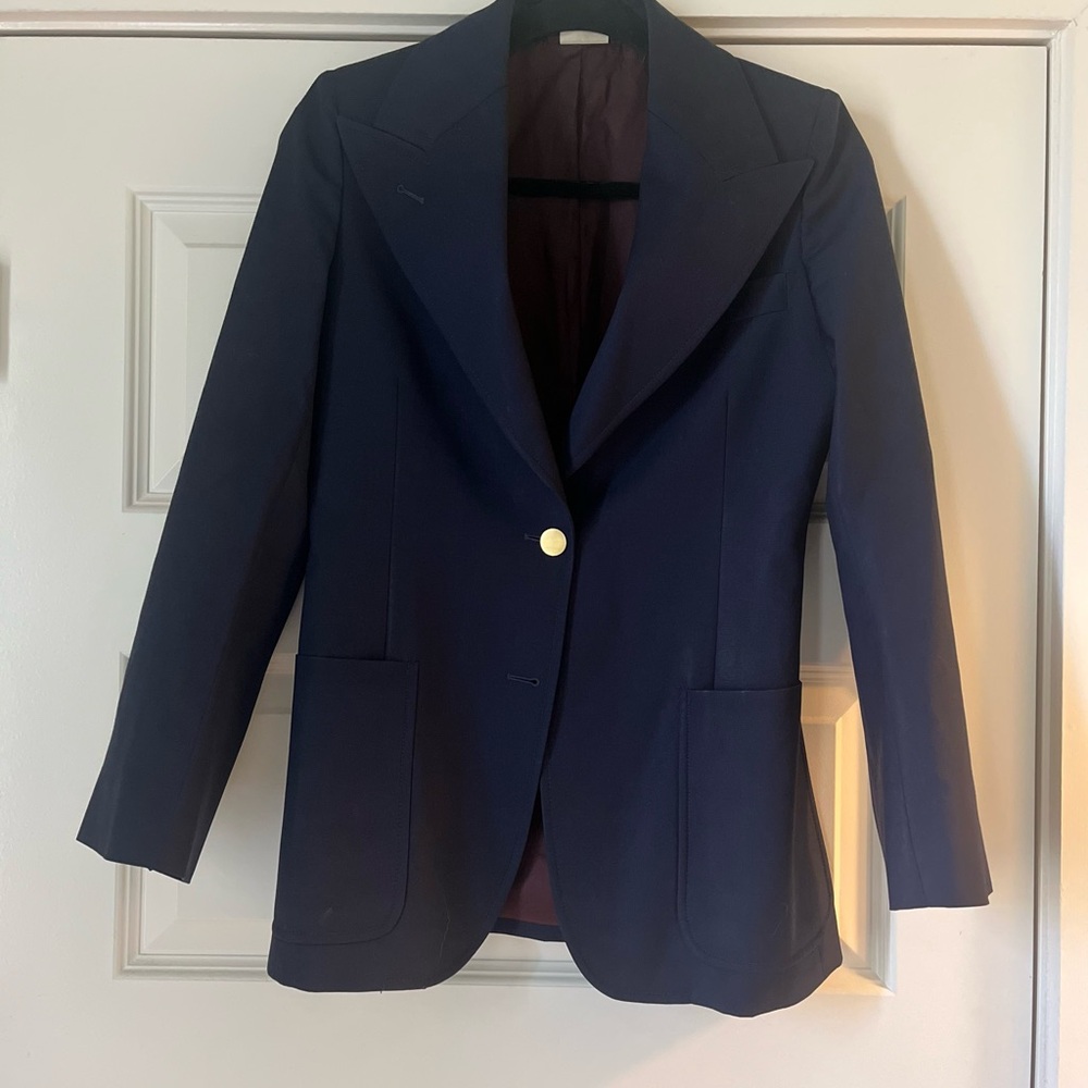 Gucci Blue Tailored Blazer with Notched Lapels